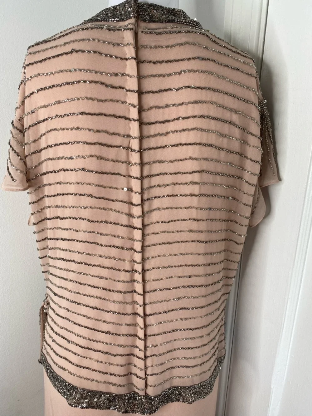 J Kara NWT Nordstrom Blush Pink Beaded Wrap-Front Maxi Dress - Picture 8 of 11